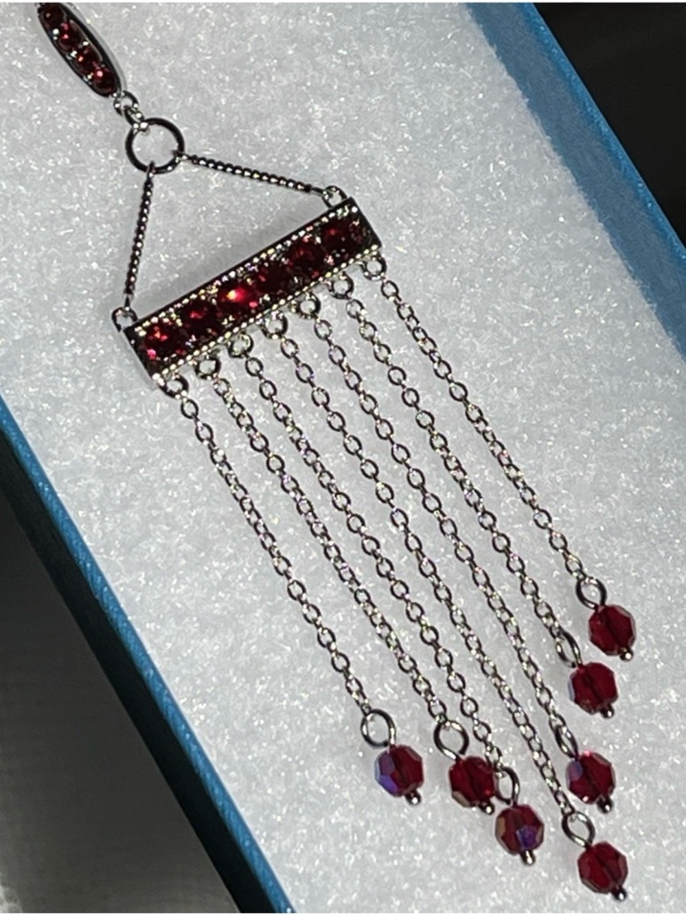 Touchstone Crystal $119 RT Value Red Siam Fringe Benefits Pendant Necklace - Picture 2 of 16